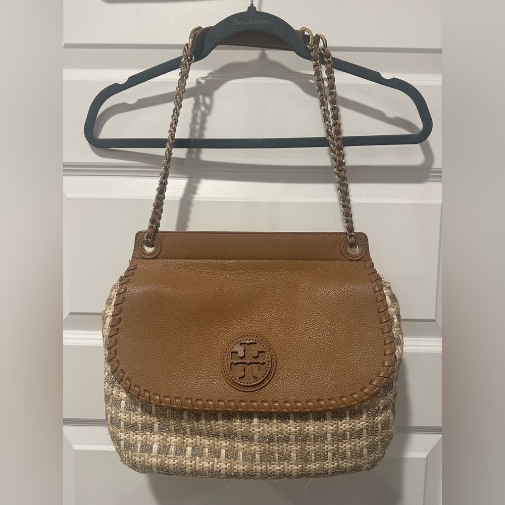 Tory Burch Marion Woven Straw Saddlebag